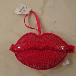 Cherry Red Stuffed Sequin Pout Lips Valentine's Day Kiss XO Ornament Decoration